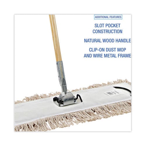 Boardwalk Cotton Dry Mopping Kit 24 X 5 Natural Cotton Head 60 Natural Wood Handle - Janitorial & Sanitation - Boardwalk®