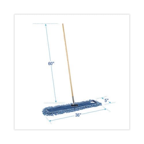 Boardwalk Dry Mopping Kit 36 X 5 Blue Blended Synthetic Head 60 Natural Wood/metal Handle - Janitorial & Sanitation - Boardwalk®