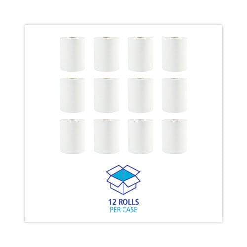 Boardwalk Hardwound Paper Towels 1-ply 8 X 600 Ft White 2 Core 12 Rolls/carton - Janitorial & Sanitation - Boardwalk®