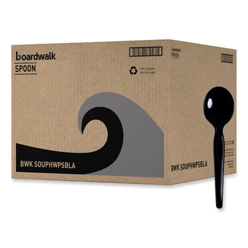Boardwalk Heavyweight Polystyrene Cutlery Soup Spoon Black 1000/carton - Food Service - Boardwalk®