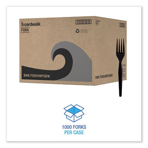 Boardwalk Heavyweight Wrapped Polystyrene Cutlery Fork Black 1,000/carton - Food Service - Boardwalk®
