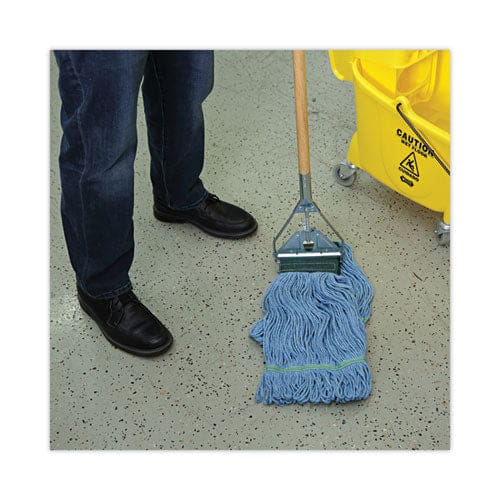 Boardwalk Looped End Mop Kit Medium Blue Cotton/rayon/synthetic Head 60 Yellow Metal/polypropylene Handle - Janitorial & Sanitation -
