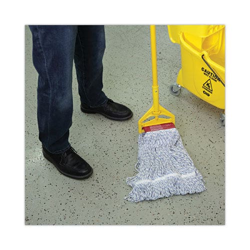Boardwalk Mop Head Floor Finish Wide Rayon/polyester Large White/blue 12/carton - Janitorial & Sanitation - Boardwalk®