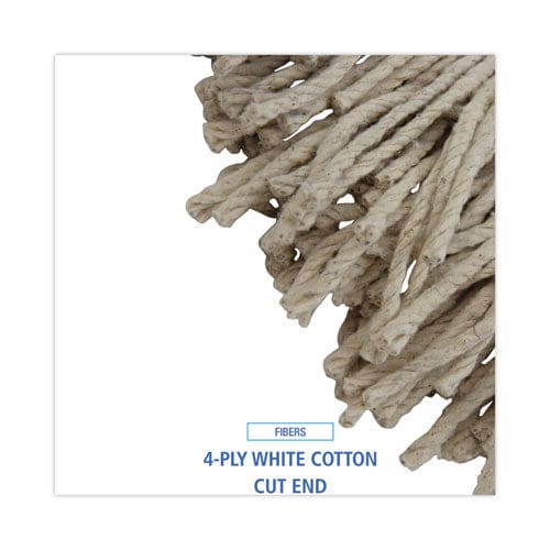 Boardwalk Mop Head Lie-flat Head Cotton Fiber 24 Oz. White 12/carton - Janitorial & Sanitation - Boardwalk®
