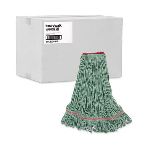 Boardwalk Mop Head Premium Standard Head Cotton/rayon Fiber Large Green - Janitorial & Sanitation - Boardwalk®