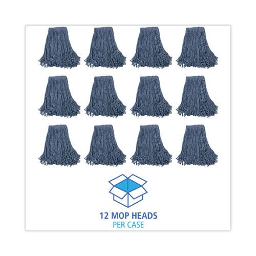 Boardwalk Mop Head Standard Head Cotton/synthetic Fiber Cut-end #20 Blue 12/carton - Janitorial & Sanitation - Boardwalk®