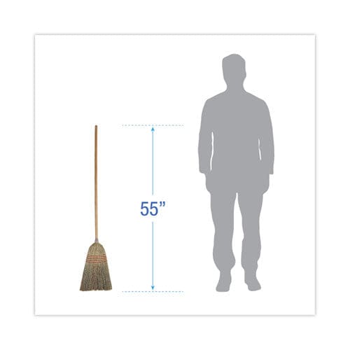 Boardwalk Parlor Broom Corn Fiber Bristles 55 Overall Length Natural 12/carton - Janitorial & Sanitation - Boardwalk®
