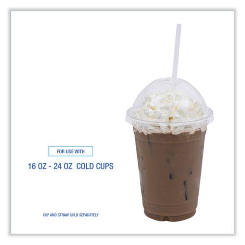 Boardwalk Pet Cold Cup Dome Lids Fits 16 Oz To 24 Oz Plastic Cups Clear 100 Lids/sleeve 10 Sleeves/carton - Food Service - Boardwalk®