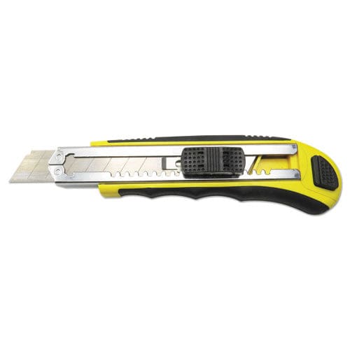 Boardwalk Rubber-gripped Retractable Snap Blade Knife 4 Blade 5.5 Plastic/rubber Handle Black/yellow - Office - Boardwalk®