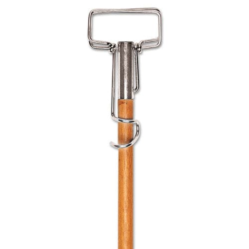 Boardwalk Spring Grip Metal Head Mop Handle For Most Mop Heads Wood 60 Natural - Janitorial & Sanitation - Boardwalk®