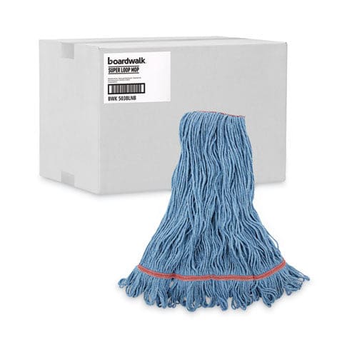 Boardwalk Super Loop Wet Mop Head Cotton/synthetic Fiber 1 Headband Large Size Blue 12/carton - Janitorial & Sanitation - Boardwalk®