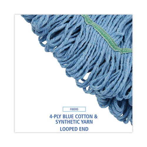 Boardwalk Super Loop Wet Mop Head Cotton/synthetic Fiber 1 Headband Medium Size Blue - Janitorial & Sanitation - Boardwalk®