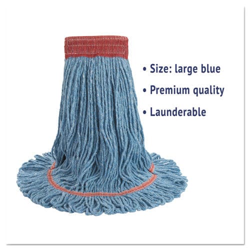 Boardwalk Super Loop Wet Mop Head Cotton/synthetic Fiber 5 Headband Large Size Blue - Janitorial & Sanitation - Boardwalk®