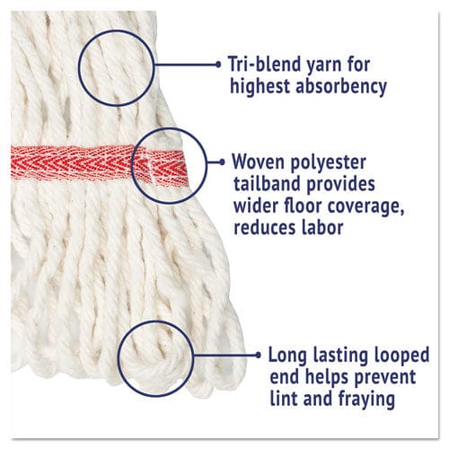 Boardwalk Super Loop Wet Mop Head Cotton/synthetic Fiber 5 Headband Large Size White - Janitorial & Sanitation - Boardwalk®