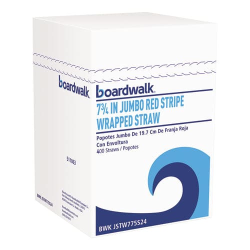 Boardwalk Wrapped Jumbo Straws 7.75 Polypropylene Black 250/pack 50 Packs/carton - Food Service - Boardwalk®