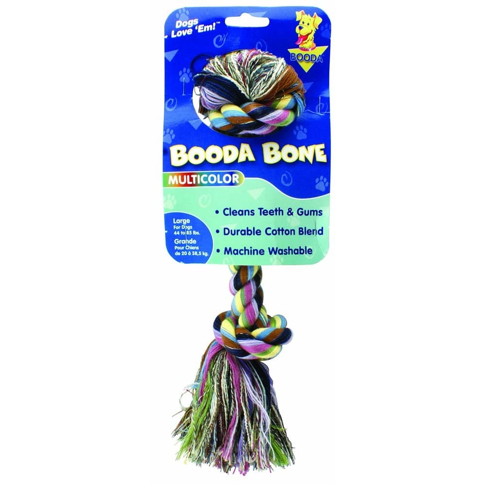 Booda 2-Knot Rope Bone Dog Toy 2 Knots Rope Bone Multi-Color Large - Pet Supplies - Booda