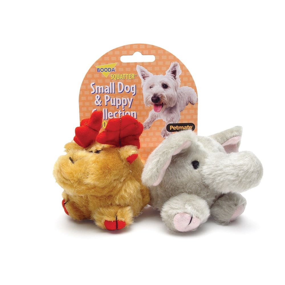 Booda Squatter Moose/Elephant Small Dog & Puppy Toy Multi-Color Small 2 Pack - Pet Supplies - Booda