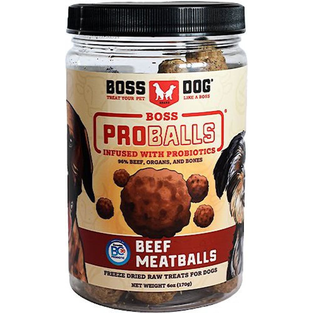Boss Dog Treat Freeze Dried Raw Meatball Jar Beef 6oz - Pet Supplies - Boss Dog