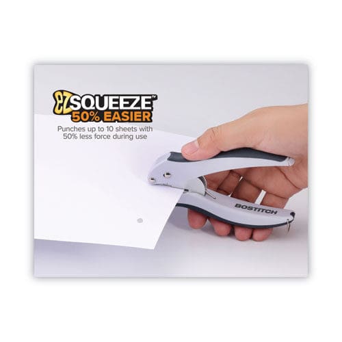 Bostitch 10-sheet Ez Squeeze One-hole Punch 1/4 Hole Gray - School Supplies - Bostitch®