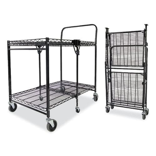 Bostitch Stowaway Folding Carts Metal 2 Shelves 250 Lb Capacity 35 X 37.25 X 22 Black - Janitorial & Sanitation - Bostitch®