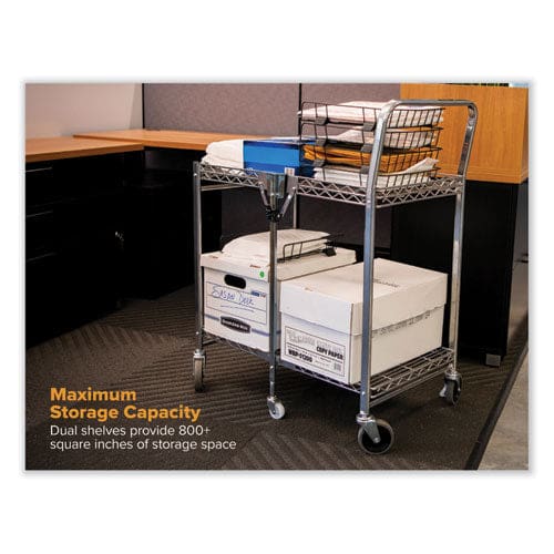 Bostitch Stowaway Folding Carts Metal 2 Shelves 250 Lb Capacity 35 X 37.25 X 22 Chrome - Janitorial & Sanitation - Bostitch®