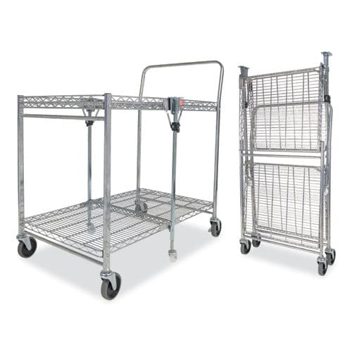 Bostitch Stowaway Folding Carts Metal 2 Shelves 250 Lb Capacity 35 X 37.25 X 22 Chrome - Janitorial & Sanitation - Bostitch®