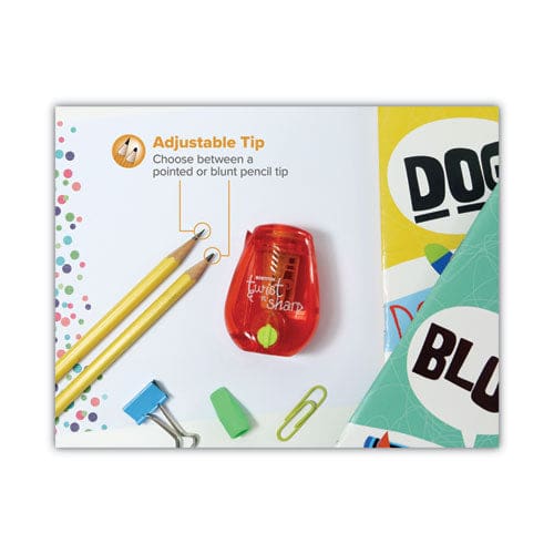 Bostitch Twist-n-sharp Pencil Sharpener One-hole 3.5 X 1.25 X 5.5 Randomly Assorted Colors 6/pack - School Supplies - Bostitch®