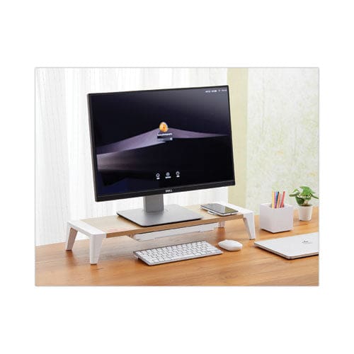 Bostitch Wooden Monitor Stand With Wireless Charging Pad 9.8 X 26.77 X 4.13 White - School Supplies - Bostitch®