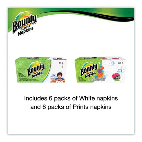 Bounty Quilted Napkins 1-ply 12 1/10 X 12 6 Pk/print 6 Pk/white 200/pk 12 Pk/ct - Food Service - Bounty®