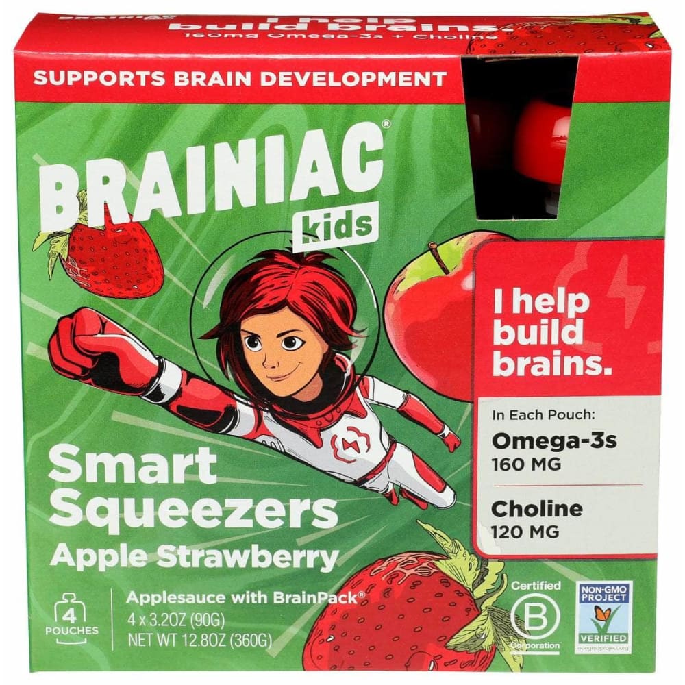 BRAINIAC Brainiac Applesauce Strawberry Kids 4Pk, 12.8 Oz