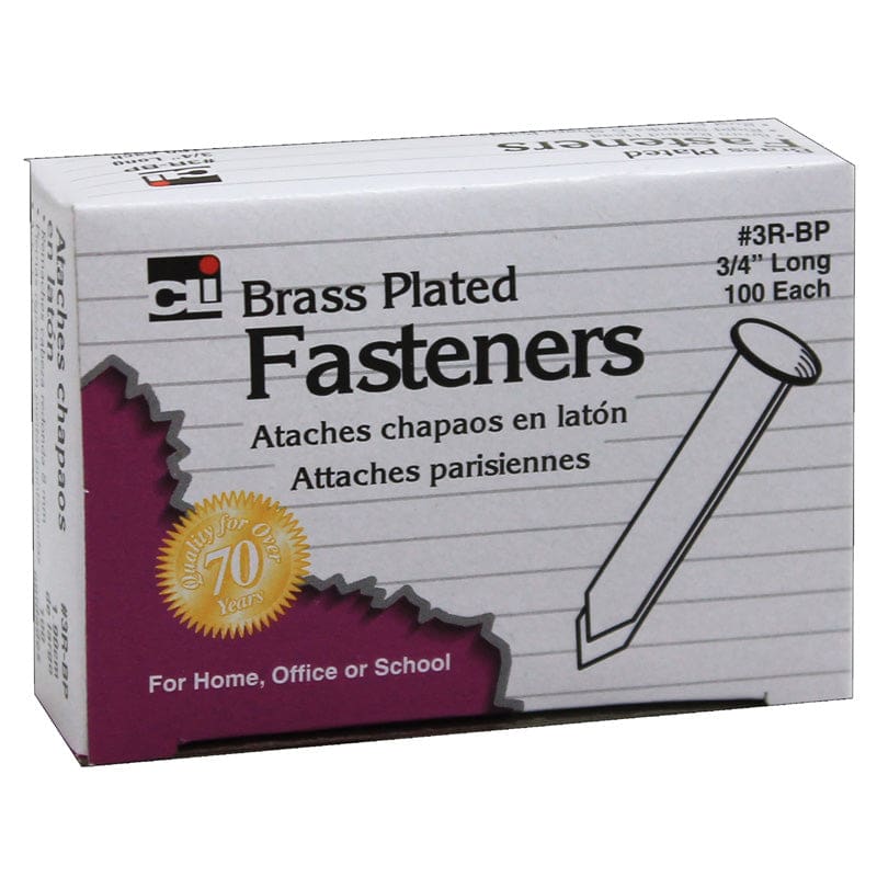 Brass Paper Fasteners 3/4 100/Box (Pack of 12) - Fasteners - Charles Leonard