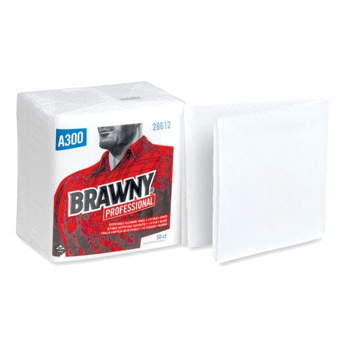 Brawny Professional Professional Cleaning Towels 1-ply 12 X 13 White 50/pack 12 Packs/carton - Janitorial & Sanitation - Brawny®
