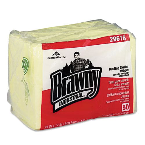 Brawny Professional Dusting Cloths Quarterfold 17 X 24 Yellow 50/pack 4 Packs/carton - Janitorial & Sanitation - Brawny® Professional