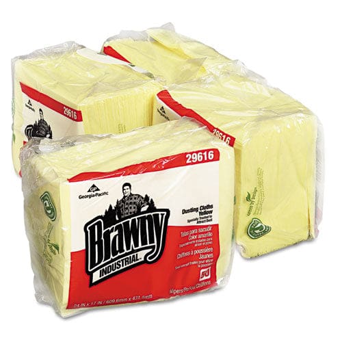 Brawny Professional Dusting Cloths Quarterfold 24 X 24 Yellow 50/pack 4/carton - Janitorial & Sanitation - Brawny® Professional