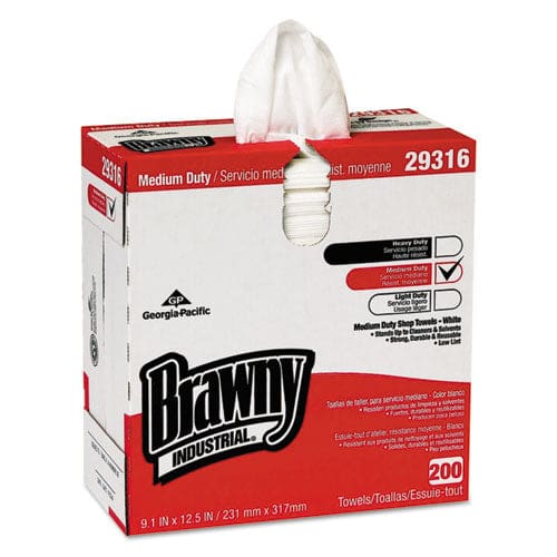 Brawny Professional Lightweight Disposable Shop Towel 9.1 X 12.5 White 200/box - Janitorial & Sanitation - Brawny® Professional