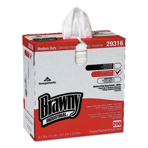 Brawny Professional Lightweight Disposable Shop Towels 9.1 X 12.5 White 2,000/carton - Janitorial & Sanitation - Brawny® Professional