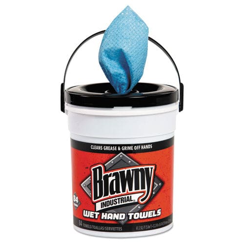 Brawny Professional Wet Hand Towels 1-ply 8.6 X 12.2 Fresh Scent Blue 84/pail 6/carton - School Supplies - Brawny® Professional