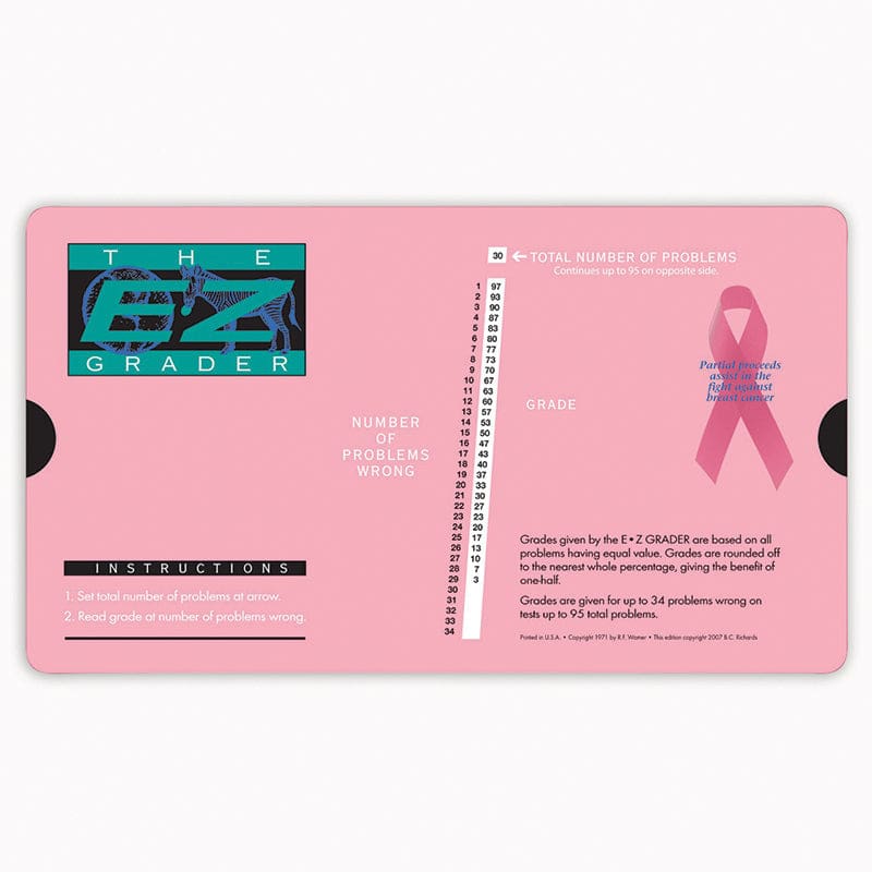 Breast Cancer Pink E-Z Grader (Pack of 6) - Graders - Original E-Z Grader