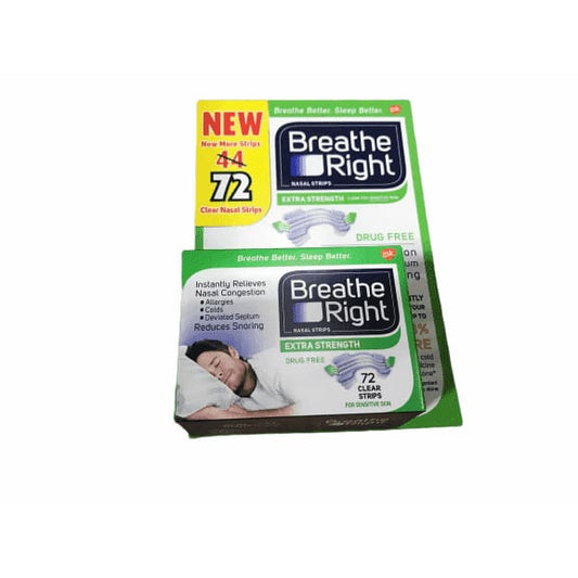 Breathe Right Extra Strength Clear Nasal Strips for Sensitive Skin - 72 count - ShelHealth.Com