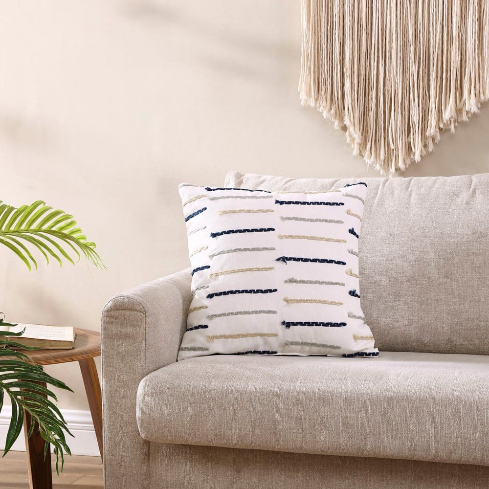Brielle Home Fallon Blue/Grey Textured Decorative Throw Pillow - Decorative Pillows - Brielle Home