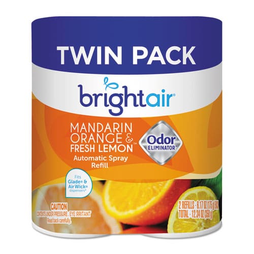 BRIGHT Air Automatic Spray Air Freshener Refill Mandarin Orange And Fresh Lemon 6.17 Oz Aerosol Spray 6/carton - Janitorial & Sanitation -