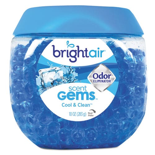 BRIGHT Air Scent Gems Odor Eliminator Cool And Clean Blue 10 Oz Jar 6/carton - Janitorial & Sanitation - BRIGHT Air®