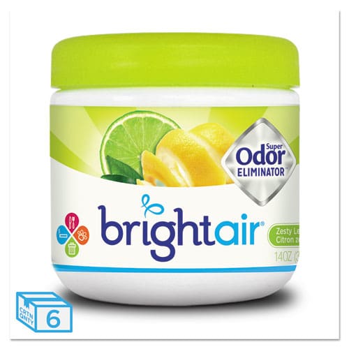 BRIGHT Air Super Odor Eliminator Zesty Lemon And Lime 14 Oz Jar 6/carton - Janitorial & Sanitation - BRIGHT Air®
