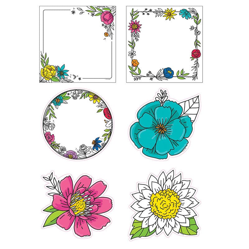 Bright Blooms Doodly 6In Cut-Outs (Pack of 6) - Accents - Creative Teaching Press