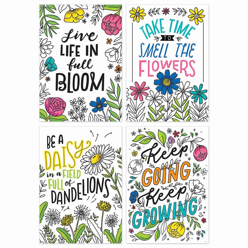 Bright Blooms Inspire U 4-Poster Pk (Pack of 2) - Motivational - Creative Teaching Press