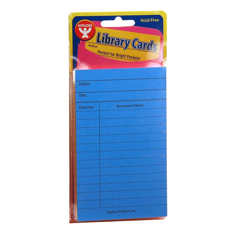 Bright Library Cards 500Ct Asst Colors - Library Cards - Hygloss Products Inc.