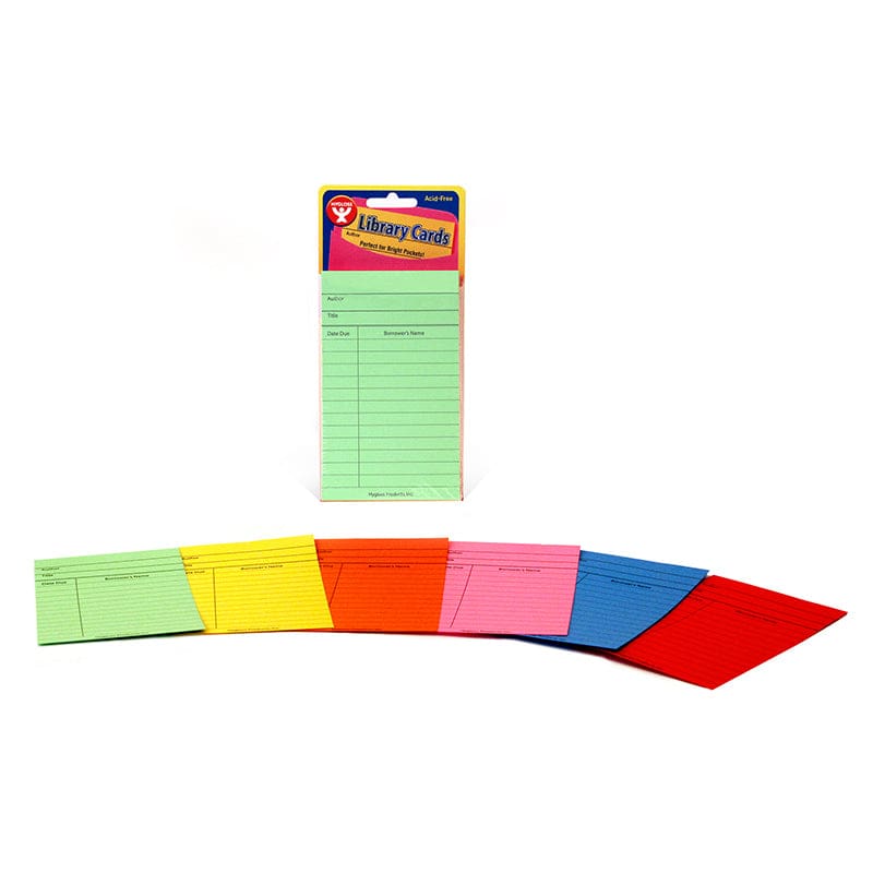 Bright Library Cards 50Ct Asst Colors (Pack of 12) - Library Cards - Hygloss Products Inc.