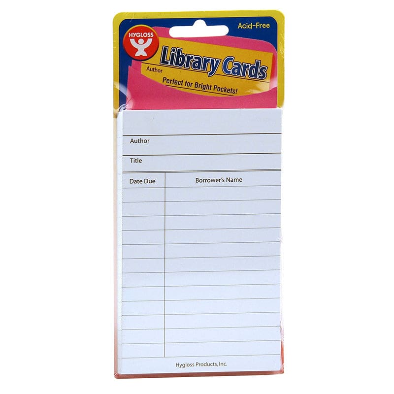 Bright Library Cards White 50 Count (Pack of 12) - Library Cards - Hygloss Products Inc.