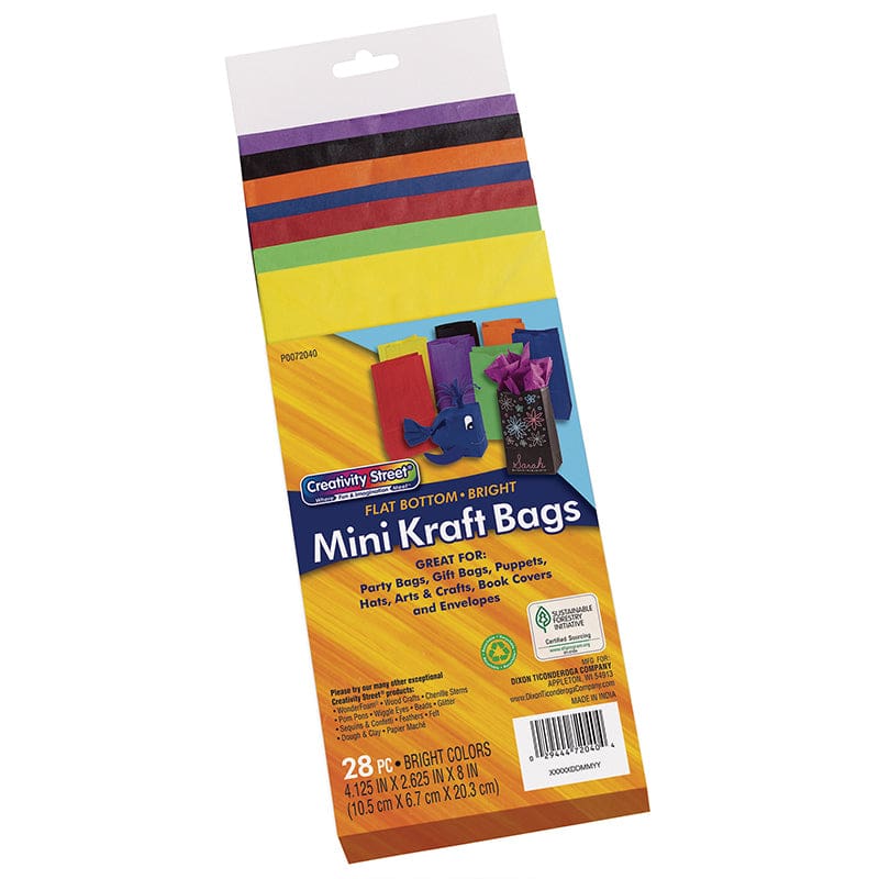 Bright Mini Kraft Bag 28 Pack 4-1/8 X 2-5/8 X 8 (Pack of 6) - Craft Bags - Dixon Ticonderoga Co - Pacon