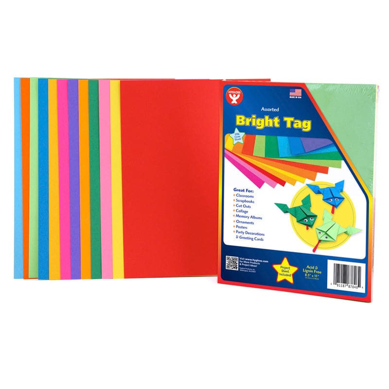 Bright Tag Card Stock 48 Sheets (Pack of 6) - Tag Board - Hygloss Products Inc.